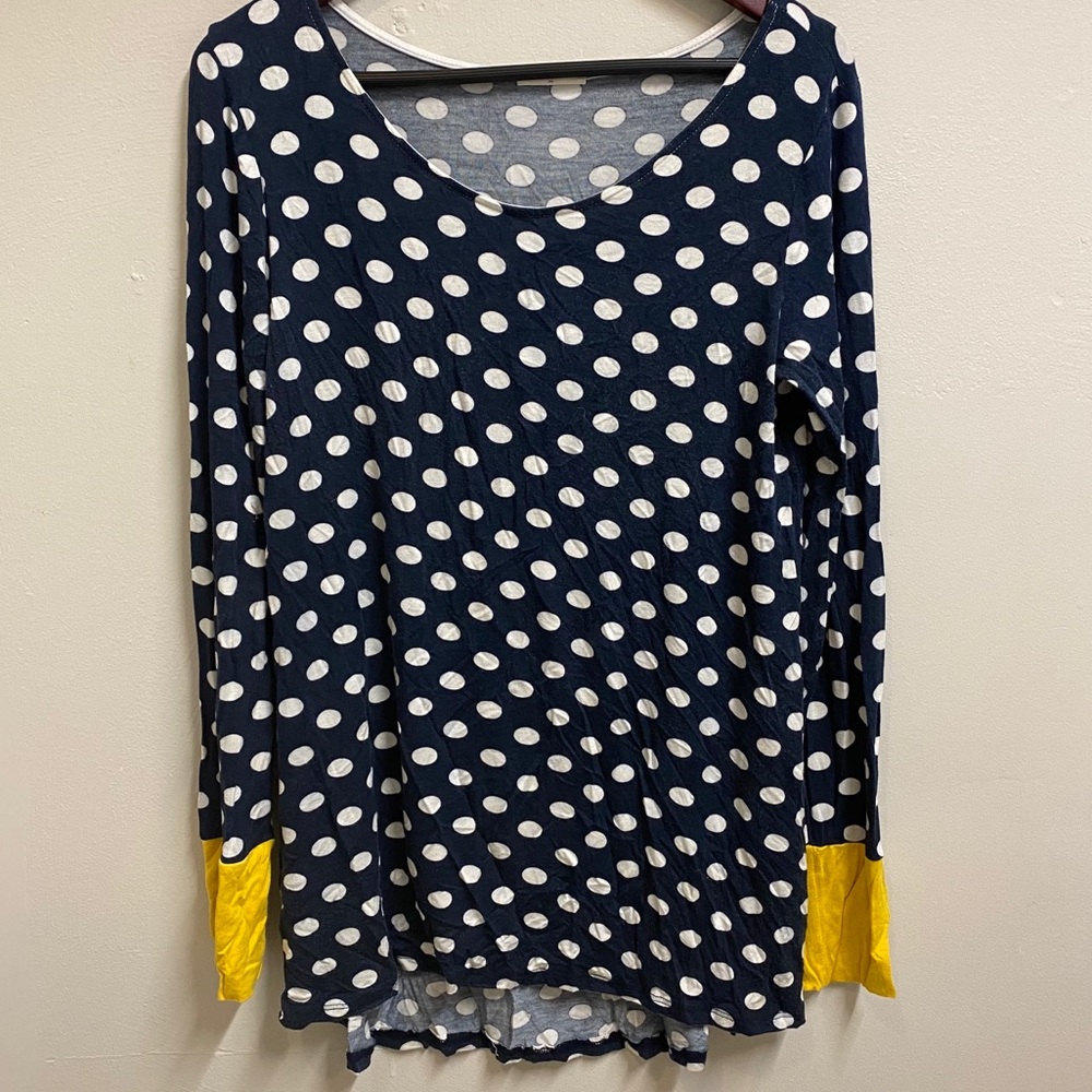 12 PM Mon Ami Polka Dot Navy, Mustard Long Sleeve